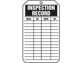 Safety Tags, 5 3/4" x 3 1/4", INSPECTION RECORD, PF-CARDSTOCK, 25/PK