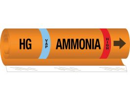 HG VAP AMMONIA HIGH Pipe Marker, 26" H x 12" W, Fits Pipes 2.5" Dia. Thru 7.875" Dia.