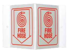 Glow-in-the-Dark Standard "V" Sign, 6" H x 9" W x 4" D, Red on White