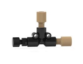 Micro-Metering Valve With Fittings, 1/4-28 Flat-Bottom, 1/16" OD Tubing; 1/EA