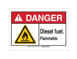 DANGER Diesel Fuel. Flammable. Sign, 10" H x 14" W x 0.06" D, Polystyrene