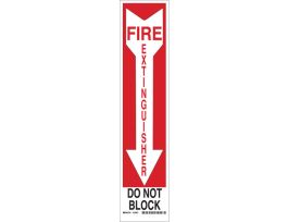 Fire Extinguisher Do Not Block Sign, 18" H x 4" W x 0.035" D, Black/White on Red, Aluminum