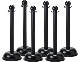 BradyLink Warning Posts, Black, 41" H x 3" Dia, Polyethylene
