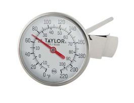 Dial Bi-Metal Test Thermometer, 1 3/4", 8" Stem, 0 to 220F