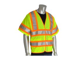Class 3 Treated Poly, Mesh Vest H&L Closure, 2 Pocket, FR Tape