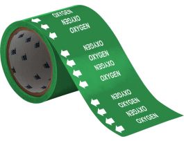 OXYGEN Pipe Marker, 3" H x 3'W, Roll of 60 Each, Fits Pipes 0.75" Dia. or Smaller
