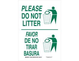 Bilingual Please Do Not Litter Sign, 10" H x 7" W x 0.06" D, Polystyrene