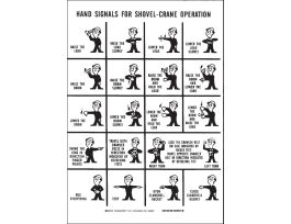 Hand Signals For Shovel-Crane Operation Sign, 14" H x 10" W x 0.035" D, Aluminum