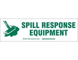 SPILL RESPONSE EQUIPMENT Label, Green on White, 3.5" H x 12" W x 0.006" D