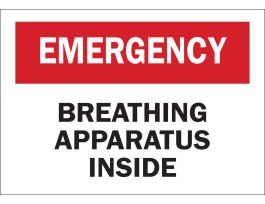 EMERGENCY Breathing Apparatus Inside Sign, 7" H x 10" W x 0.006" D, Polyester