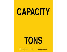 Capacity Tons Sign, 14" H x 10" W x 0.035" D, Aluminum