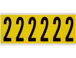 Repositionable Vinyl 3 in Black on Yellow, Numbers 2 Card of 6 Labels