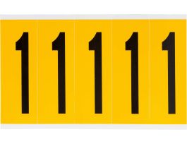 Outdoor Vinyl 3.875 in Black on Yellow Numbers 1 Card of 5 Labels