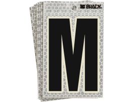 Glow in the Dark 5 in Black, Green Glow on Silver Letter M 10/PK