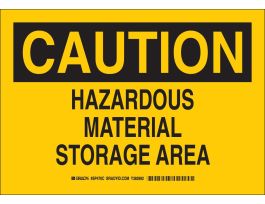 CAUTION Hazardous Material Storage Area Sign, 10" H x 14" W x 0.06" D, Polystyrene