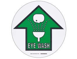 Floor Safety Eye Wash Sign, 17" Dia x 0.011" D, Polyester