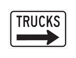 Trucks Sign, 12" H x 18" W x 0.035" D, Aluminum, Arrow Direction Right