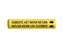 Domestic Hot Water Return Pipe Marker, 2" H x 2" W, Fits Pipes 2.5" Dia. Thru 3.875" Dia.