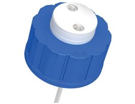 Solvent Bottle Cap, GL45, 2 UNF(F) ports without valves, blue; 1/ea