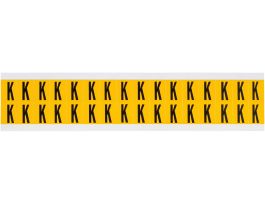 Outdoor Vinyl 0.625 in Black on Yellow Letters K Card of 32 Labels