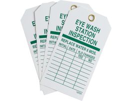 Tag EYEWASH STATION INSPECTION Polyester 5.75 x 3  Green on White 5/PK