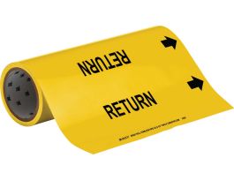 RETURN, Roll Form Pipe Marker, Black on Yellow