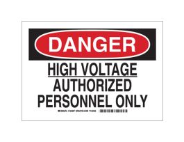 DANGER High Voltage Authorized Personnel Only Sign, 10" H x 14" W x 0.035" D, Aluminum