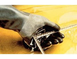 North Butyl - butyl unsupported glove - rough Grip-Saf grip - rolled bead - length 14'' (35.5cm) - thickness 32 mil (0.81mm) - sizes: 8/M, 9/L, 10/XL, 11/XXL - 1 pr/bg, 72 prs/cs