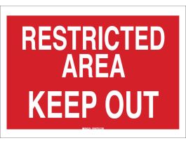 RESTRICTED AREA Keep Out Sign, 10" H x 14" W x 0.06" D