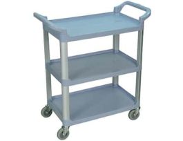 Serving Cart, Three Shelves, 200 lb, Grey