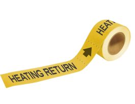 Self-Adhesive Pipe Marker: HEATING RETURN, 2" H x 12" W, Roll of 25 Each, Fits Pipes 2.5" Dia. Thru 6" Dia.