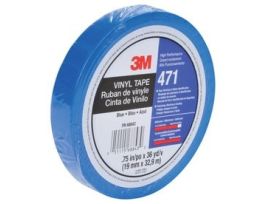 3M™ Vinyl Tape 471, Blue, 1/2 in x 36 yd, 5.2 mil, 72 rolls per case, PN36408, Individually Wrapped Conveniently Packaged