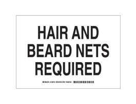 Hair And Beard Nets Required Sign, 7" H x 10" W x 0.006" D, Polyester