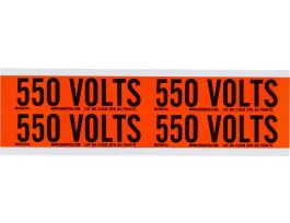 550 Volts Conduit and Voltage Lbls 1.125 in H x 4.125 in W BK on OR 4/CD