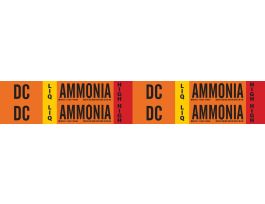DC LIQ AMMONIA HIGH Pipe Marker, 1.125" H x 7" W, Card of 4 Each, Fits Pipes 0.75" Dia. Thru 2.375" Dia.