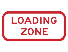 Loading Zone Sign, 6" H x 12" W x 0.090" D, Red on White