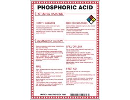 Phosphoric Acid Potential Hazards Sign, 10" H x 7" W x 0.1" D, Black/Blue/Red/Yellow on White