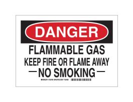 DANGER Flammable Gas Keep Fire Or Flame Away No Smoking Sign, 7" H x 10" W x 0.06" D, Polystyrene