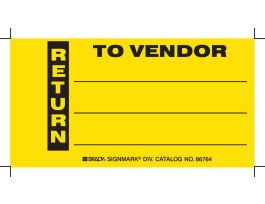 Inventory Tag RETURN TO VENDOR Paper 3 x 5.75 Black on Yellow 100/PK