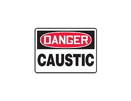 Safety Sign, Danger - Caustic, 7" x 10", Adhesive Vinyl
