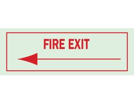 Fire Exit Sign, 5" H x 14" W x 0.008" D, Arrow Direction: Left