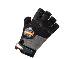 901 Black Half-Finger Leather Impact Gloves