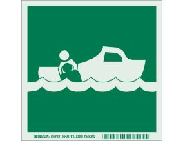 BradyGlo With Boat Rescue Sign, 6" H x 6" W x 0.063" D