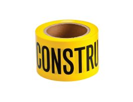 Standard Barricade Tape Roll -  Polyethylene, CAUTION CONSTRUCTION AREA, Black on Yellow, 3"  x 200'