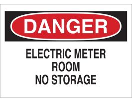 DANGER Electric Meter Room No Storage Sign, 7" H x 10" W x 0.06" D, Polystyrene