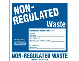 NON-REGULATED WASTE GENERATOR INFORMATION Labels, Vinyl