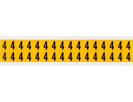 Outdoor Vinyl 0.625 in Black on Yellow Numbers 4 Card of 32 Labels