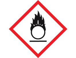 GHS Pictogram Labels, Flame Over Circle Pictogram, 1" x 1", Adhesive Poly Vinyl, Roll