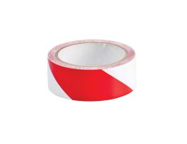 Marking Tape Roll - High Performance  Vinyl, Diagonal Stripes, Red on White, 1.5" x 18 yd