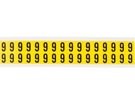 Repositionable Vinyl 0.625 in Black on Yellow, Numbers 6 Card of 32 Labels